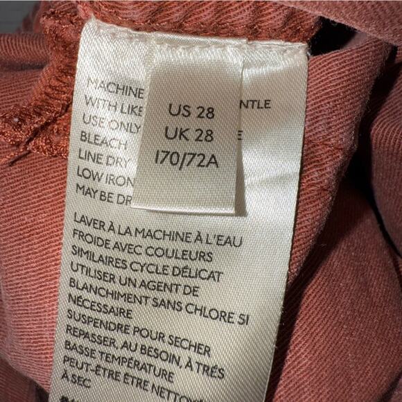 Anthropologie Angela Cropped Utility Cargo Pants Washed Brick Red Size 28 - Picture 8 of 10